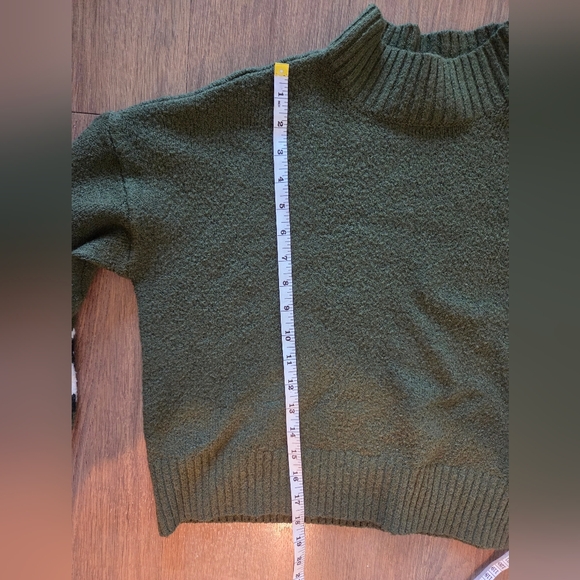 Ultra Flirt Olive Green Mock Neck Sweater with Contrast Sleeve Motifs - Picture 8 of 8